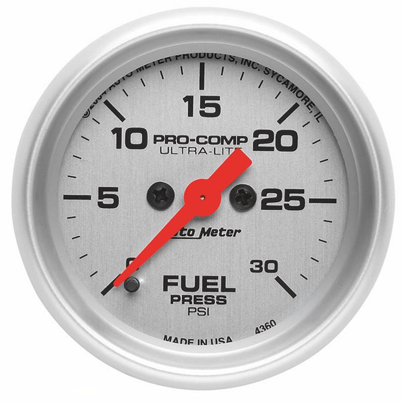 Auto Meter Ultra-Lite Series - Fuel Pressure Gauge - Electric, Digital Stepper Motor Movement - Incl Sensor Unit 2239 - Incl Wire Harness 5227 - Incl Bulb & Socket 3220 - Incl Light Covers Red 3214 & Green 3215 - Incl Mounting Hardware 2230 4360