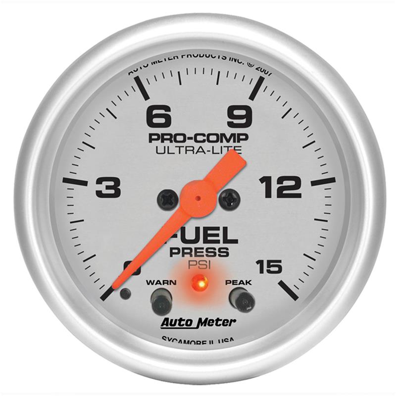 Auto Meter Ultra-Lite Series - Fuel Pressure Gauge - Electric, Digital Stepper Motor Movement - Incl Sensor Unit 2245 - Incl Wire Harness 5227 - Incl Bulb & Socket 3220 - Incl Light Covers Red 3214 & Green 3215 - Incl Mounting Hardware 2230 4367