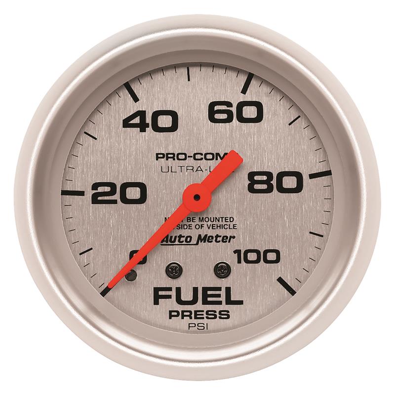 Auto Meter Ultra-Lite Series - Fuel Pressure Gauge - Mechanical Movement - Incl Bulb & Socket 3220 - Incl Light Covers Red 3214 & Green 3215 - Incl Mounting Hardware 3245 4412