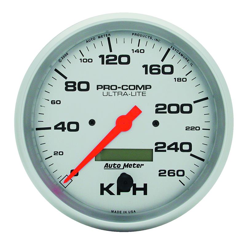 Auto Meter Ultra-Lite Series - Speedometer - Electric, Air-Core Movement - Incl Bulb & Socket 3220 - Incl Light Covers Red 3214 & Green 3215 - Incl Mounting Hardware Bracket Included 4489-M