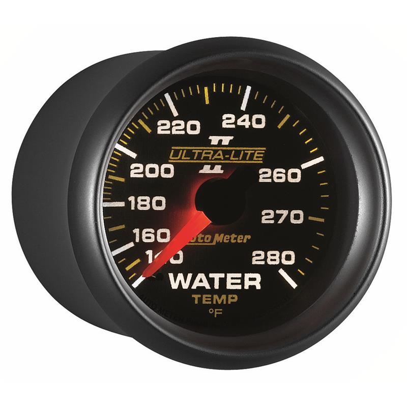 Auto Meter Ultra-Lite II Series - Water Temperature Gauge - Mechanical Movement - Incl 1/2in NPT Adapter/Fitting - Incl 6ft Capillary Tube - Incl Mounting Hardware 2230 4931