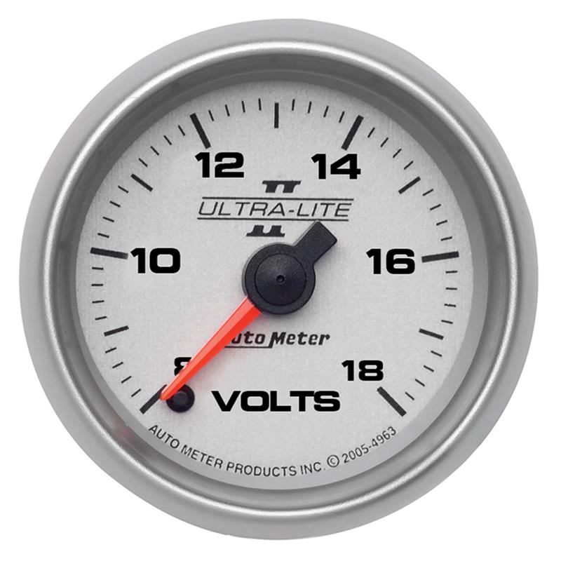 Auto Meter Ultra-Lite II Series - Voltmeter Gauge - Electric, Digital Stepper Motor Movement - Incl Wire Harness 5234 - Incl Mounting Hardware 2230 4991