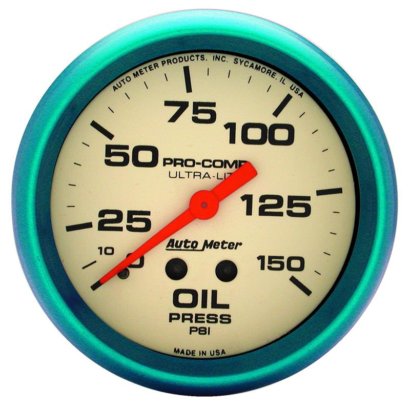 Auto Meter Ultra-Nite Series - Oil Pressure Gauge - Mechanical Movement - Incl Mounting Hardware 3245 4523