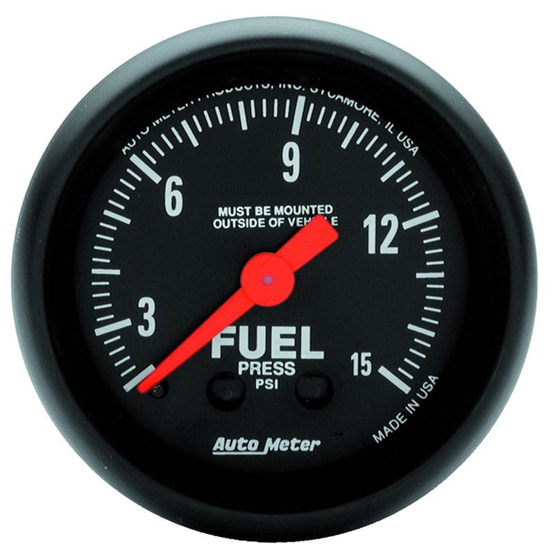 Auto Meter Z-Series Series - Fuel Pressure Gauge - Mechanical Movement - Incl Bulb & Socket 3220 - Incl Light Covers Red 3214 & Green 3215 - Incl Mounting Hardware 2230 2603