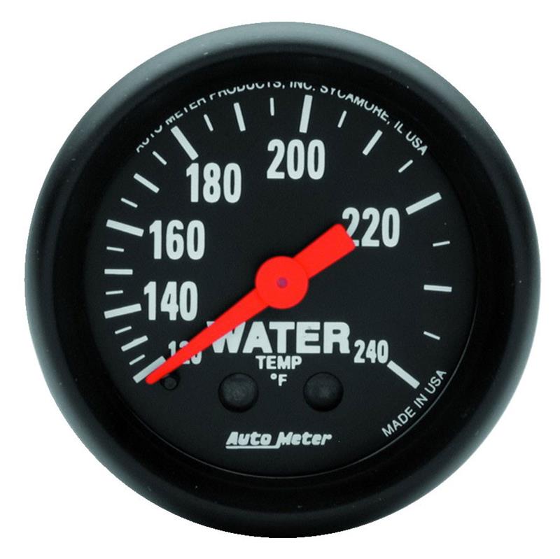 Auto Meter Z-Series Series - Water Temperature Gauge - Mechanical Movement - Incl 1/2in NPT Adapter/Fitting - Incl 6ft Capillary Tube - Incl Bulb & Socket 3220 - Incl Light Covers Red 3214 & Green 3215 - Incl Mounting Hardware 2230 2607