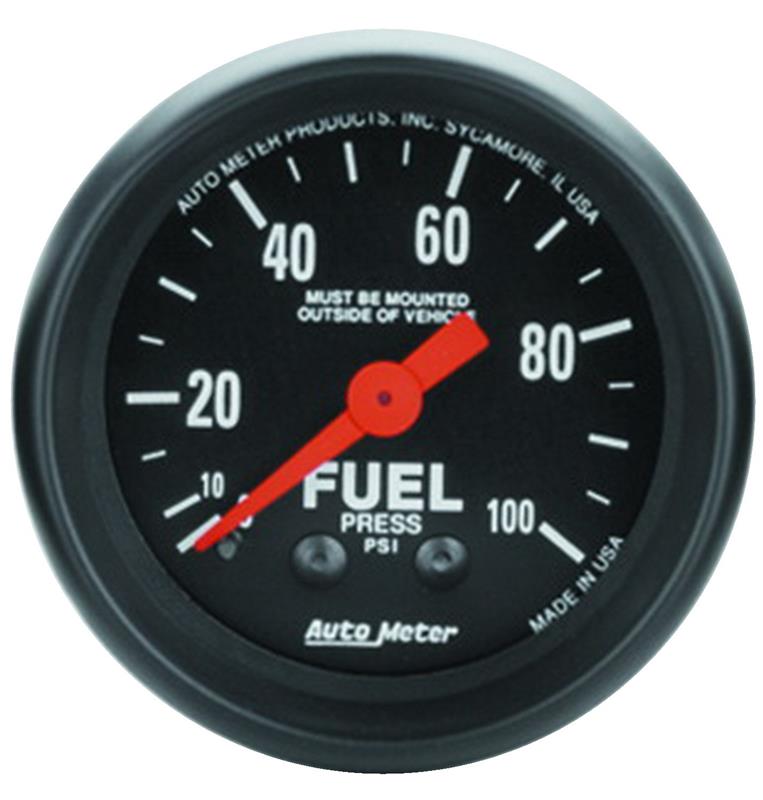 Auto Meter Z-Series Series - Fuel Pressure Gauge - Mechanical Movement - Incl Bulb & Socket 3220 - Incl Light Covers Red 3214 & Green 3215 - Incl Mounting Hardware 2230 2612