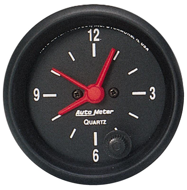 Auto Meter Z-Series Series - Clock Gauge - Electric, Quartz Movement - Incl Bulb & Socket 3220 - Incl Light Covers Red 3214 & Green 3215 - Incl Mounting Hardware 2230 2632