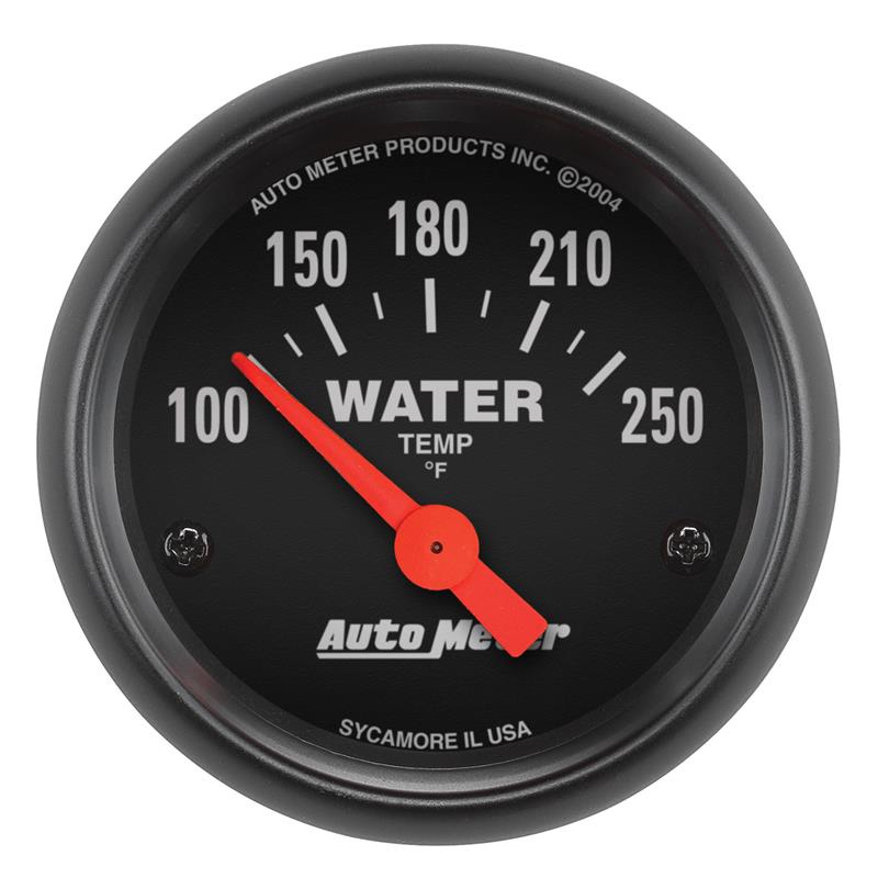 Z-Series Series - Water Temperature Gauge - Electric, Air-Core Movement - Incl Water Sender Unit 2258 - Incl 3/8in NPT & 1/2in NPT Adapter Fittings - Incl Bulb & Socket 3220 - Incl Light Covers Red 3214 & Green 3215 - Incl Mounting Hardware 2230 2635