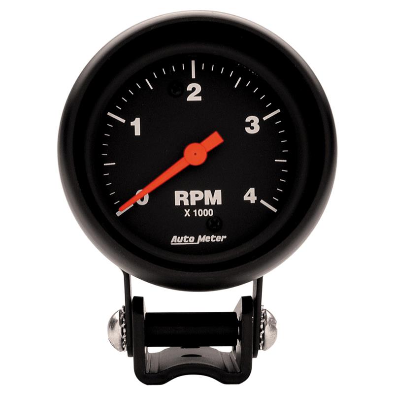 Auto Meter Z-Series Series - Pedestal Tachometer - Electric, Air-Core Movement - Incl Bulb & Socket 3220 - Incl Light Covers Red 3214 & Green 3215 - Incl Mounting Hardware Bracket Included 2890