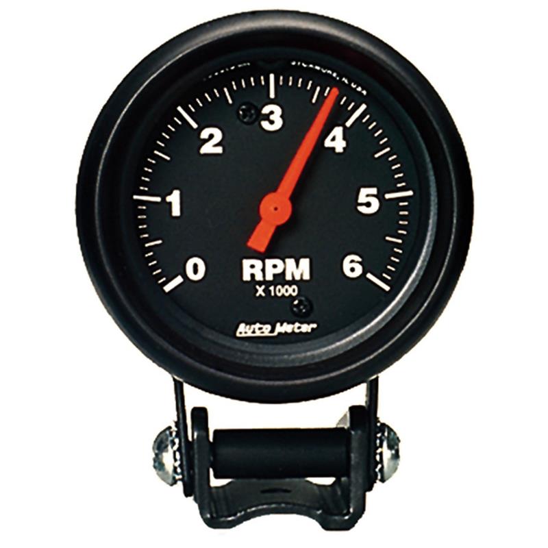 Auto Meter Z-Series Series - Pedestal Tachometer - Electric, Air-Core Movement - Incl Bulb & Socket 3220 - Incl Light Covers Red 3214 & Green 3215 - Incl Mounting Hardware Bracket Included 2891