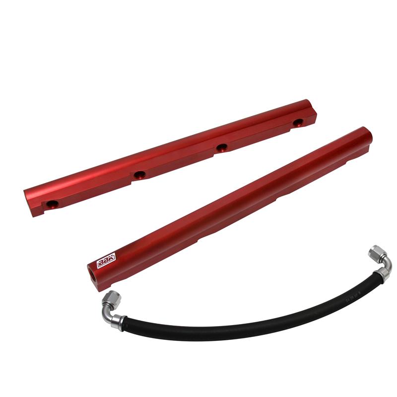 BBK Performance High-Flow Billet Aluminum Fuel Rail Kit - Incl All Hardware & Hoses For Easy Installation - Fit Stock Or Aftermarket Applications - Red Anodized Finish 5020