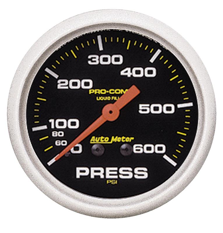 Auto Meter Pro-Comp Series - Pressure Gauge - Mechanical Movement - Incl Bulb & Socket 3211 - Incl Light Covers Red 3214 & Green 3215 - Incl Mounting Hardware 3245 5425