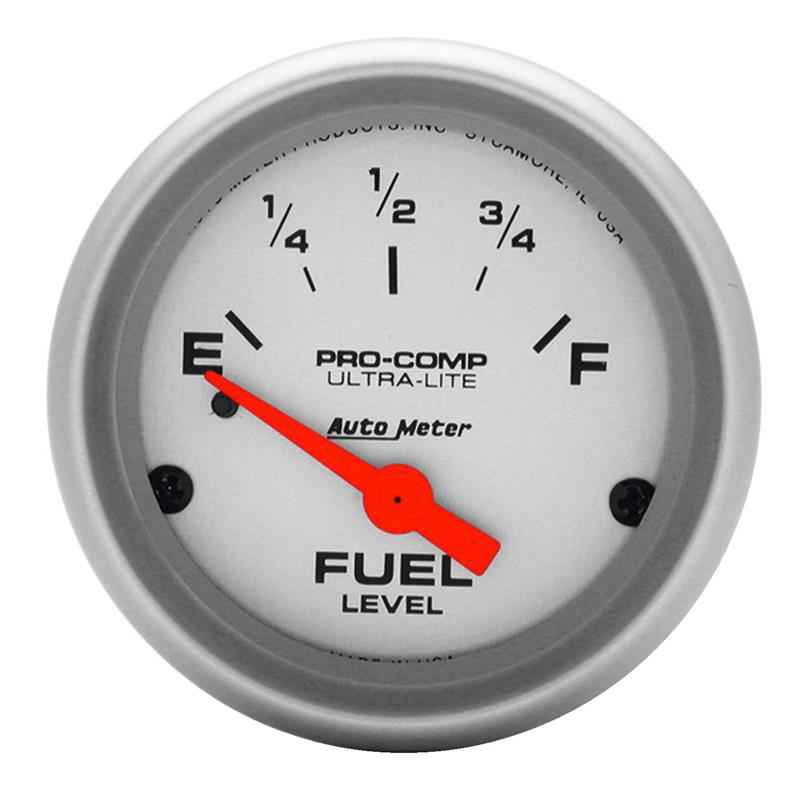 Auto Meter Ultra-Lite Series - Fuel Level Gauge - Electric, Air-Core Movement - Incl Bulb & Socket 3220 - Incl Light Covers Red 3214 & Green 3215 - Incl Mounting Hardware 2230 4317