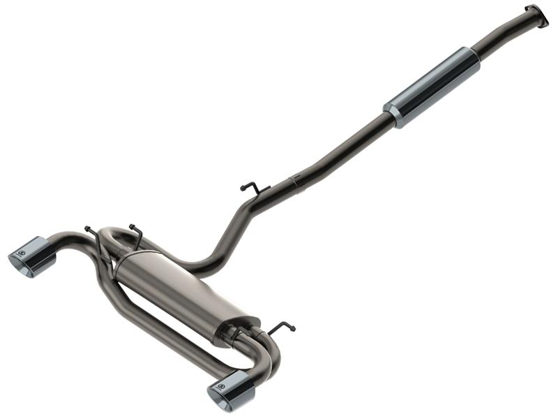 Takeda Cat-Back Exhaust System - 3 in. Tubing - 304 Stainless Steel - Dual Rear Exit - Incl. Resonator - Dual 4.25 x 4.75 in. Oval Gloss Black Tips 49-33083-B