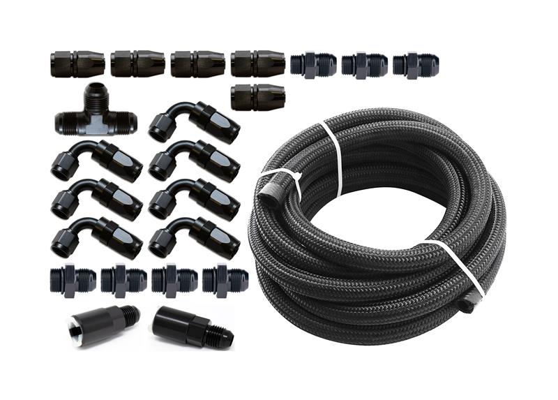 Torque Solution Braided Fuel Line Kit - For -6 Aeromotive FPR TS-SU-6FLK-AM