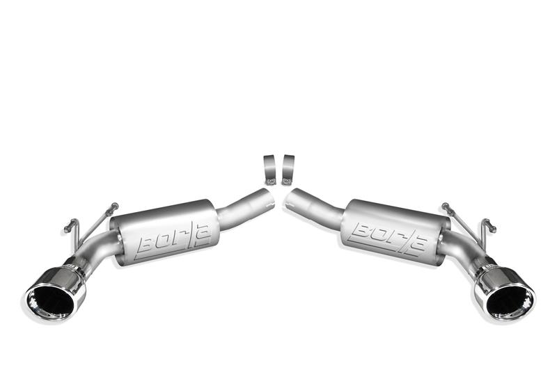 Borla ATAK Rear Section Exhaust - 2.5 in. - Incl. Connecting Pipes/Mufflers/Hardware/4.5 in. x 5.75 in. Single Round Rolled Angle-Cut Tip - Split Rear Exit 11788