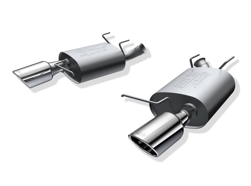 Borla ATAK Rear Section Exhaust - 2.25 in. Tubing - Incl. Mufflers/Hardware/4 in. Round x 12 in. Long Single Round Rolled Angle-Cut Tip - Split Rear Exit 11792