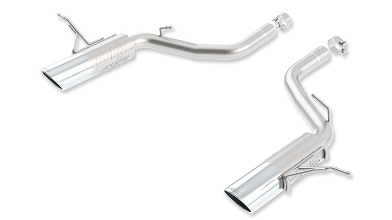 Borla ATAK Rear Section Exhaust - Dual 2.75 in. - Incl. Tubing/Mufflers/Mtg. Hardware/5in. Round x 8.63 in. Long Single Rolled Angle Cut Tips - Single Split Rear Exit 11827