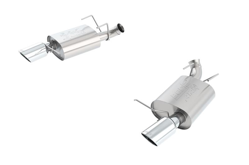 Borla ATAK Rear Section Exhaust - Single - 2.75 in. - Incl. Connecting Pipes/Mufflers/Hardware/4.5 in. Single Round Rolled Angle Cut Tips - Split Rear Exit 11838