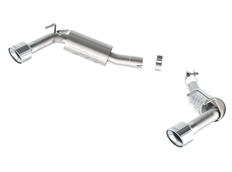 Borla ATAK Rear Section Exhaust - 2.5 in. - Incl. Connecting Pipes/Mufflers/Hardware/4.5 in. x 5.75 in. Single Round Rolled Angle-Cut Tip - Split Rear Exit 11851