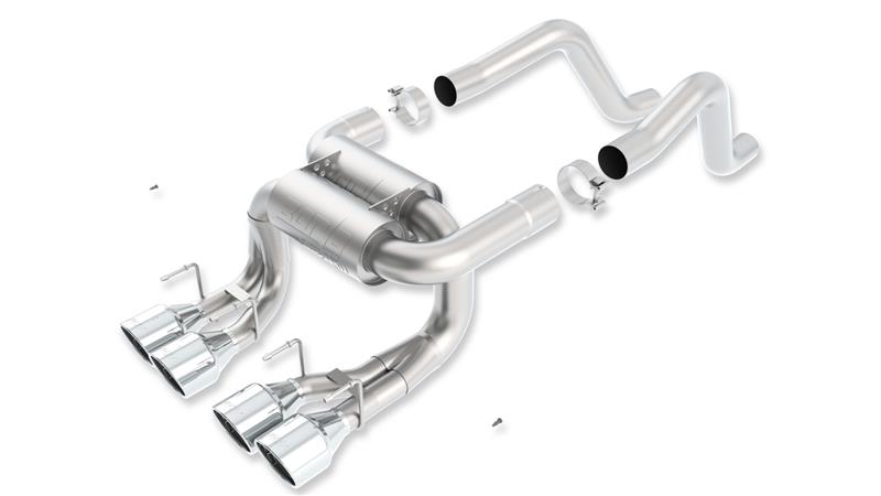 Borla ATAK Rear Section Exhaust - Single 3in. Into Muffler Dual 2in. - Incl. Conn. Pipes/Mufflers/Hardware/4.25in. x 6.13in. Dual Round Rolled Angle-Cut Intercooled Tip - Split Rear Exit 11822