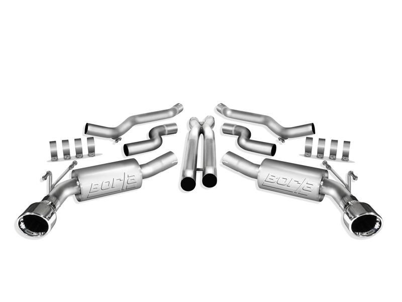 Borla Cat-Back ATAK Exhaust System - 2.5 in. - Incl. Connecting Pipes/Mufflers/Mounting Hardware/4.5 in. x 5.75 in. Single Round Rolled Angle-Cut Tip - Split Rear Exit 140356