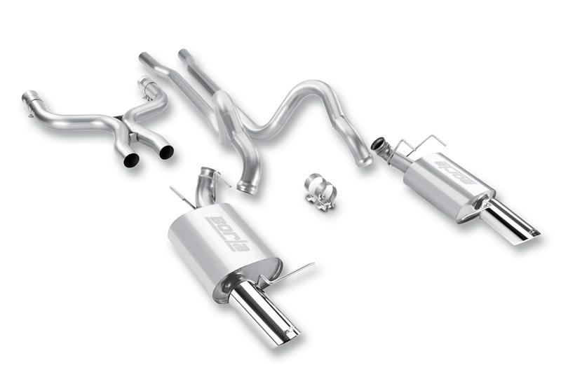 Borla Cat-Back ATAK Exhaust System - 2.75 in - Incl. Connecting Pipes/Mufflers/Hardware/4 in. Round x 10.9 in. Long Single Rolled Angle-Cut Tip - Split Rear Exit 140372