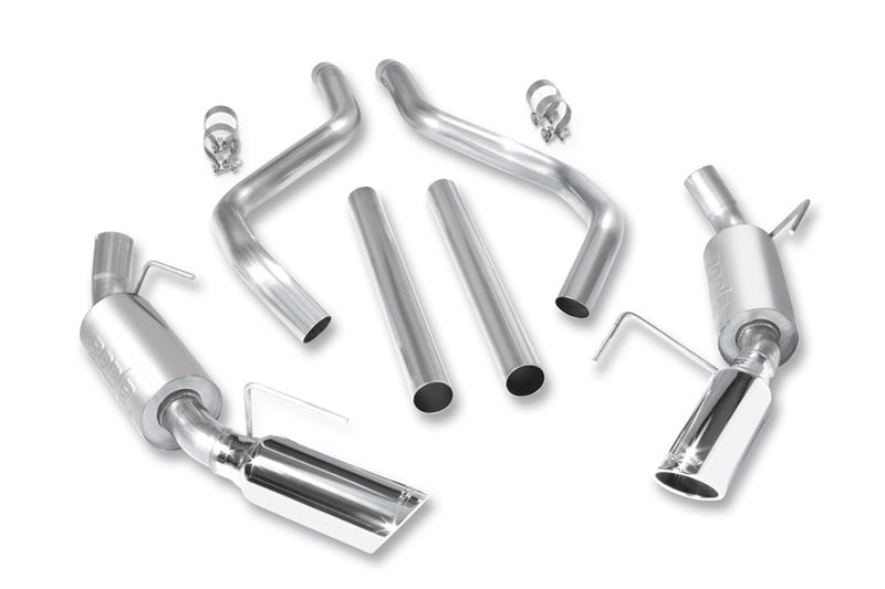 Borla Cat-Back ATAK Exhaust System - 2.5 in. - Incl. Connecting Pipes/Mufflers/Hardware/4 in. x 12 in. Long Single Round Rolled Angle-Cut Tip - Split Rear Exit 140382