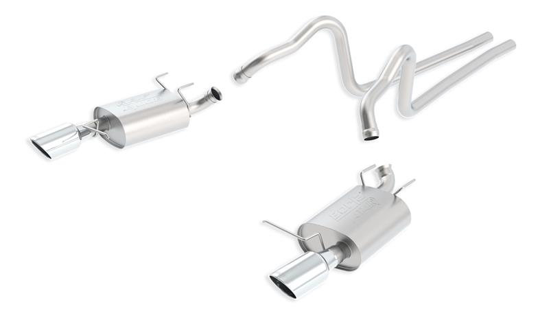 Borla Cat-Back ATAK Exhaust System - 2.25 in. In/Out - Incl. Connecting Pipes/Mufflers/Hardware/4.5 in. Single Round Rolled Angle-Cut Tip - Split Rear Exit 140398