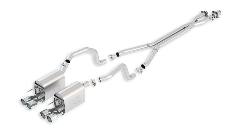 Borla Cat-Back ATAK Exhaust System - Single 2.5in. Into Muffler Dual 2in. Out - Incl. Conn. Pipes/Mufflers/Hardware/4 in. x 7 in. Dual Round Rolled Angle-Cut Tip - Split Rear Exit 140414