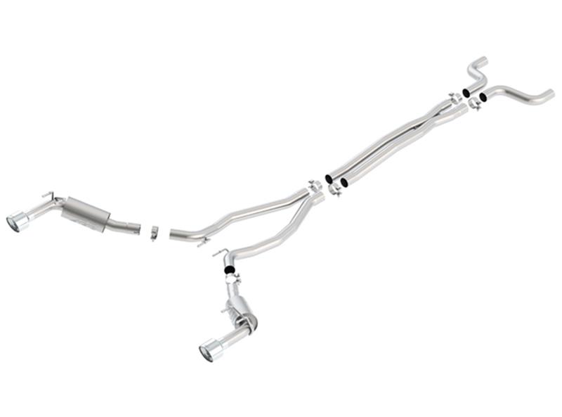 Borla Cat-Back ATAK Exhaust System - 2.5 in. - Incl. Connecting Pipes/Mufflers/Hardware/4.5 in. x 5.75 in. Single Round Rolled Angle-Cut Tip - Split Rear Exit 140532