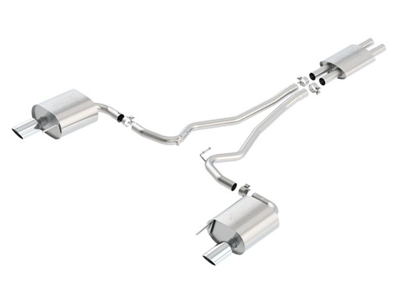 Borla Cat-Back ATAK Exhaust System - 2.25 in. - 4 in. Single Round Rolled Angle Cut Tip - Single Split Rear Exit - Stainless Steel 140588