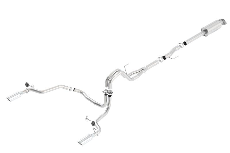 Borla Cat-Back ATAK Exhaust System - 3in. Into Muffler Dual 2.25in. Out - Incl. Conn. Pipes/Muffler/Mtg. Hardware - 4 in. Single Rolled Round Angle Cut Tip - Single Split Rear Exit 140616