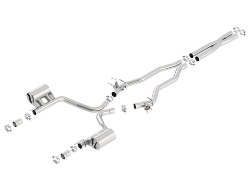 Borla Cat-Back ATAK Exhaust System - 2.75 in. - Incl. Connecting Pipes/Mufflers/Hardware/No Tip - Single Split Rear Exit 140672