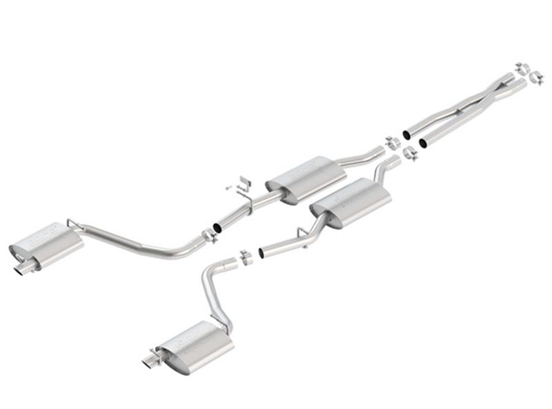 Borla ATAK Cat-Back Exhaust System - 2.25 in - Incl. Connecting X-Pipes/Mufflers/Hardware - No Tip - Uses Factory Valance - Single Split Rear Exit 140686