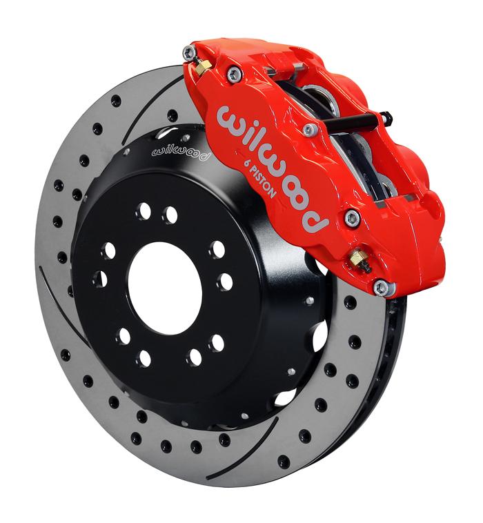 Wilwood Engineering AERO4 Big Brake Rear Brake Kit For OE Parking Brake - SRP Drilled Rotor - AERO4 Caliper - 6617 Brake Pads - BP-10 Brake Pad Compound - Does NOT Include Brake Lines - Optional Brake Lines: 220-11383, 220-13001 (Rear) 140-11270-D