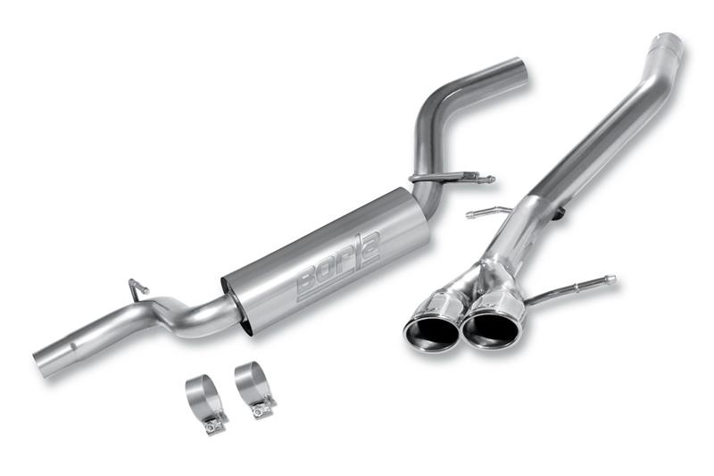 Borla Cat-Back Exhaust System - 2.5 in. - Incl. Connecting Pipe/Muffler/Hardware - 3.5 in. x 2.75 in. x 4 in. Dual Oval Rolled Angle-Cut Tip - Dual Left Rear Exit 140335