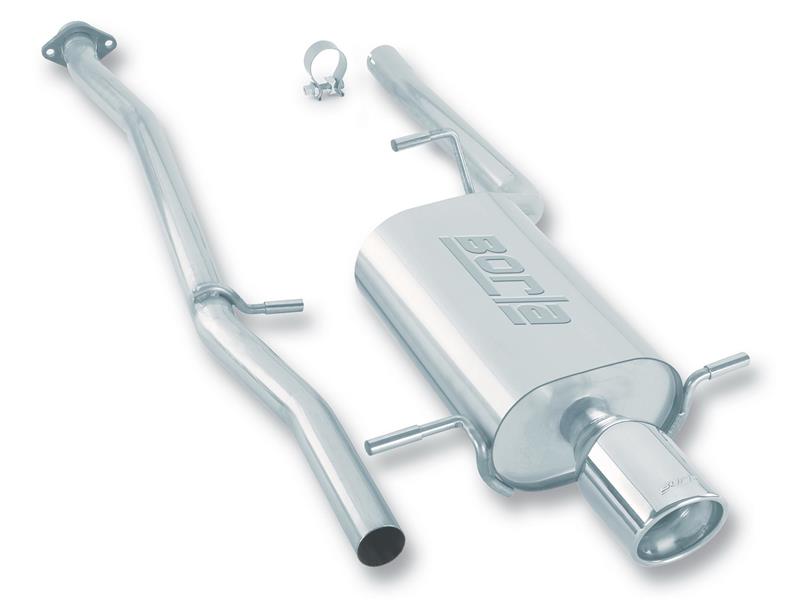 Borla Cat-Back Exhaust System - 2 in. - Incl. Connecting Pipe/Muffler/Hardware/4in. Round x 8.5 in. Long Single Rolled Angle-Cut Lined Tip - Rear Exit 14885