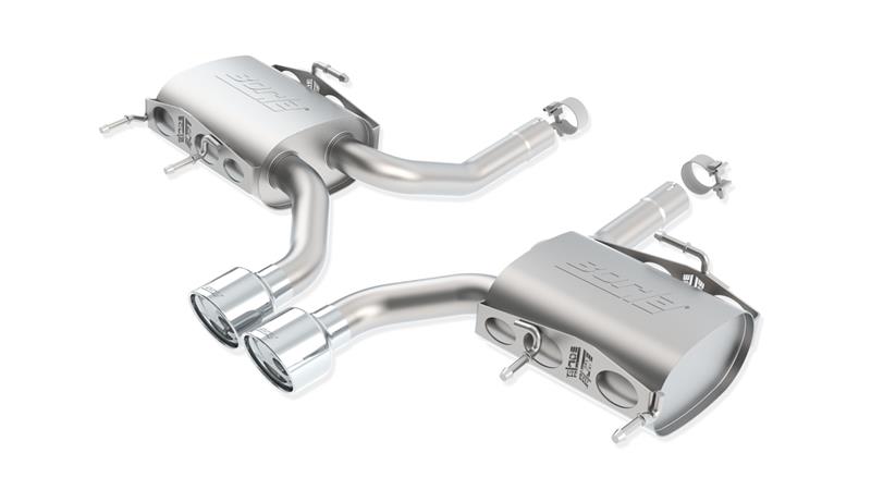 Borla S-Type Rear Section Exhaust System - 2.5 in. - Incl. Connecting Pipes/Mufflers/Hardware/4.5 in. x 5.75 in. Dual Round Rolled Angle-Cut Tip - Dual Center Rear Exit 11823