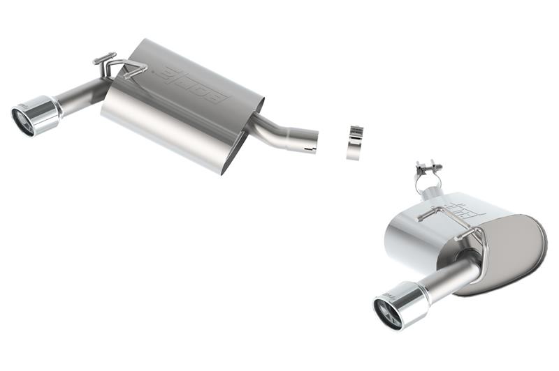 Borla S-Type Rear Section Exhaust System - 2.25 in. - Incl. Connecting Pipes/Mufflers/Hardware/3.5 in. x 4.5 in. Single Round Rolled Angle-Cut Tip - Split Rear Exit 11845