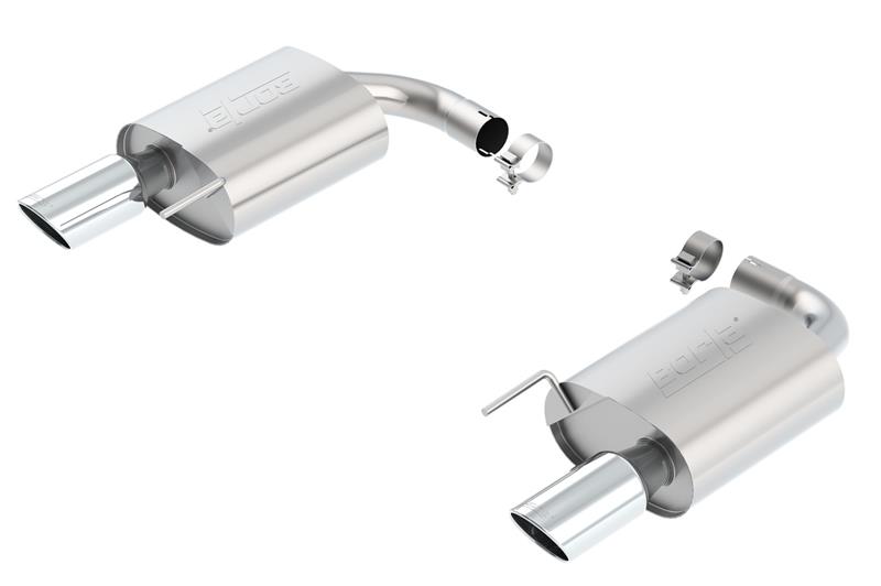 Borla S-Type Rear Section Exhaust System - 2.5 in. - Incl. Mufflers/Hardware/4 in. Single Round Rolled Angle-Cut Tip - Single Split Rear Exit 11887