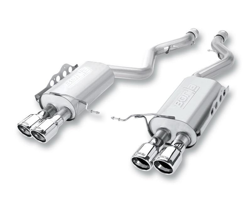 Borla S-Type Cat-Back Exhaust System - 3 in. Into Muffler 2.25 in. Out - Incl. Connecting Pipes/Mufflers/Hardware/4 in. Round Tip x 14 in. Black Chrome - Truck Single Split Rear Exit 140416BC