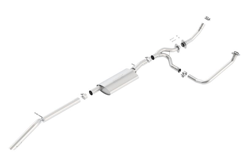 Borla S-Type Cat-Back Exhaust System - Dual 2 in. Into Single 2.5 in. - Incl. Connecting Pipes/Mufflers/Hardware/Climber Turndown/Turnout Tip - Dual Left Rear Exit 140634