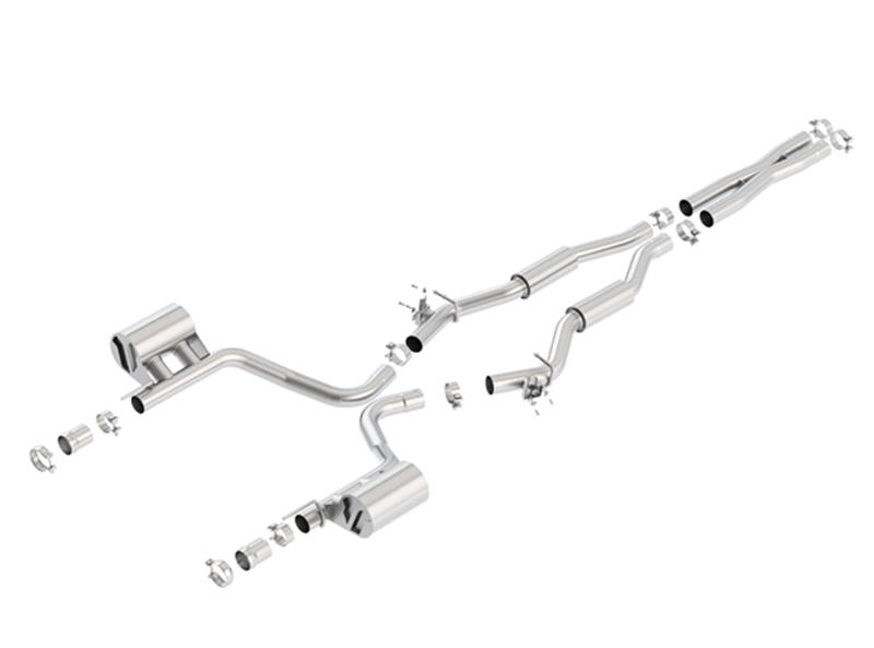 Borla S-Type Cat-Back Exhaust System - 2.75 in. - Incl. Connecting Pipes/Mufflers/Hardware/No Tips - w/Valve Simulators - Single Split Rear Exit 140677