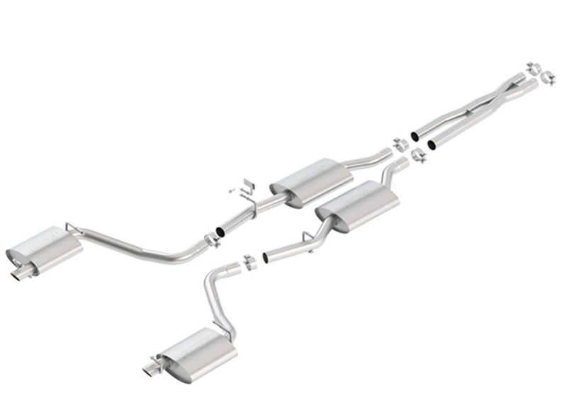 Borla S-Type Cat-Back Exhaust System - 2.25 in - Incl. Connecting X-Pipes/Mufflers/Hardware - No Tip - Uses Factory Valance - Single Split Rear Exit 140685