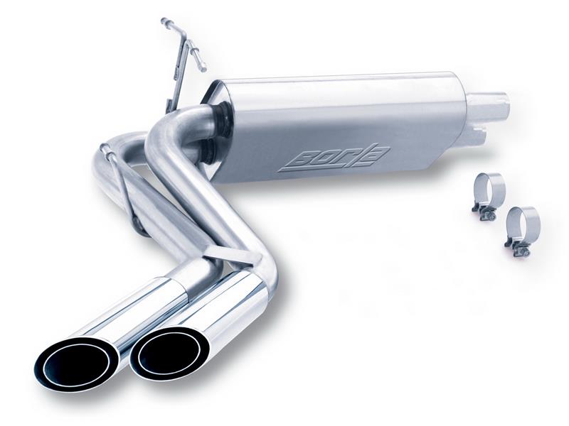 Borla S-Type Cat-Back Exhaust System - 2.5 in. - Incl. Connecting Pipes/Mufflers/Hardware/3 in. Round x 10.75 in. Long Dual Round Angle-Cut Phantom Tip - Side Exit 14872