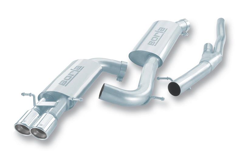 Borla S-Type Cat-Back Exhaust System - 3 in. - Incl. Connecting Pipes/Mufflers/Hardware/3.14 in. Round x 4.63 in. Long Dual Round Rolled Angle-Cut Tip - Rear Exit 14902