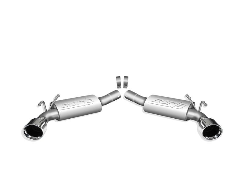 Borla Touring Rear Section Exhaust System - 2.5 in. - Incl. Connecting Pipes/Muffler/Hardware/4.5 in. x 5.75 in. Single Round Rolled Angle-Cut Tip - Split Rear Exit 11774