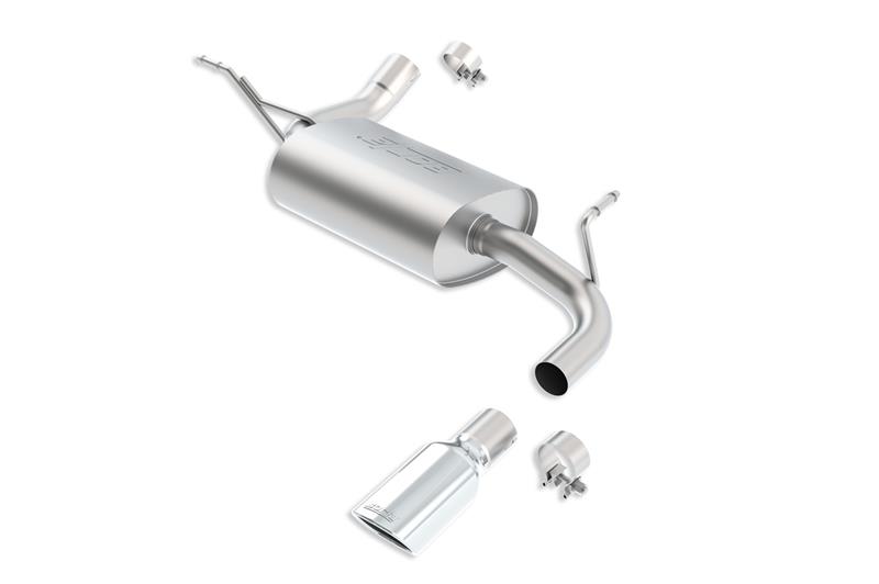 Borla Touring Rear Section Exhaust System - 2.5in.IntoMuffler2.25in.Out - Incl. Tubing/Muffler/Hardware/3.38in.x3in.Square x 7.78in.LongSingleRolledAngle-CutTip - SingleRight Rear Exit 11818