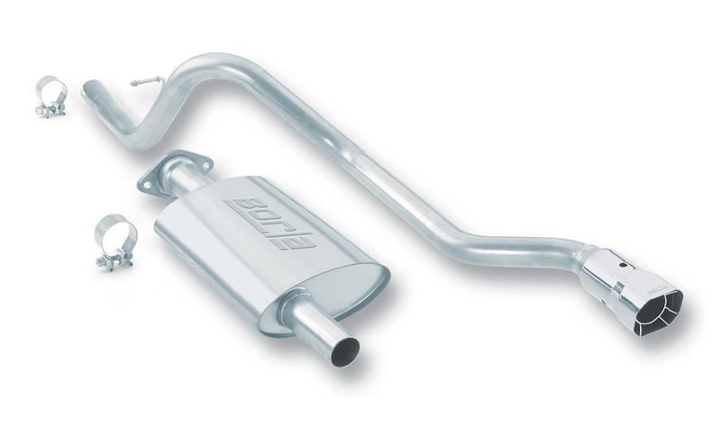 Borla Touring Cat-Back Exhaust System - 2.25in.IntoMuffler 2in.Out - Incl. Pipes/Muffler/Mtg. Hardware/3.38 in.x3in.Squarex6.75in.LongSingleAngle-CutIntercooledTip - SingleRightRearExit 140071